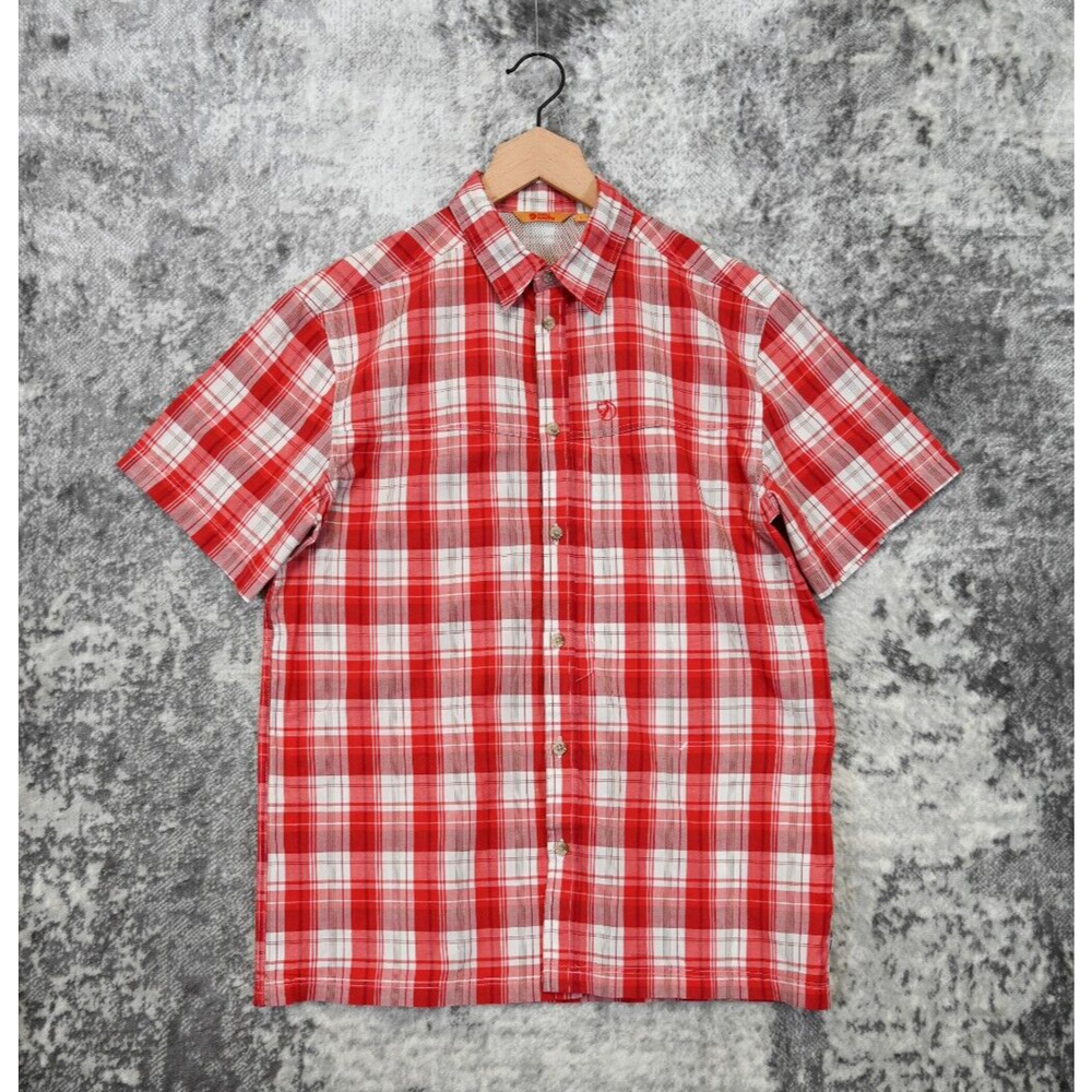 COPY - Fjallraven Shirt Large Mens Slim Fit Red Plaid Short Sleeve Button Hikin…